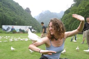 Dr. Cynthia Tai Chi with a Dove